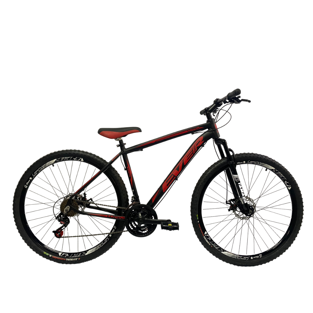 Bicicleta Aro 29 Alum nio EVER 21v Suspens o Freio a Disco Preto e Vermelho